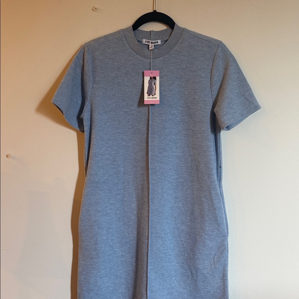 Steve Madden Heathered Blue Short Sleeve Knit Shift Dress